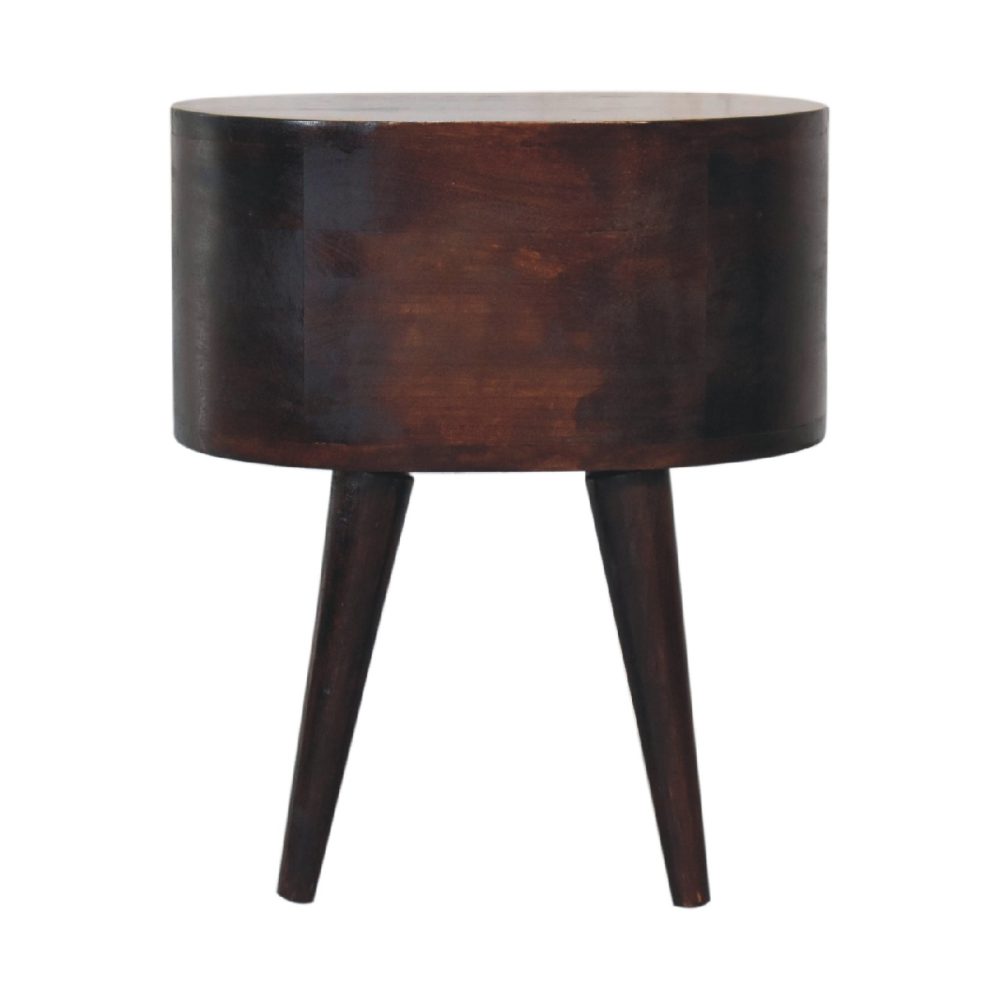 Light Walnut Rounded Nightsand Table - Image 9