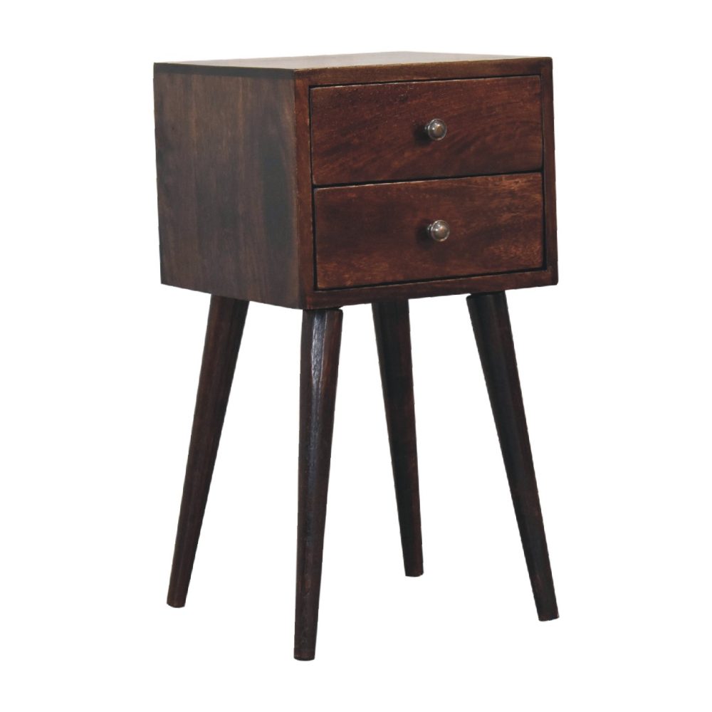 Mini 2 Drawer Light Walnut Nightsand - Image 3