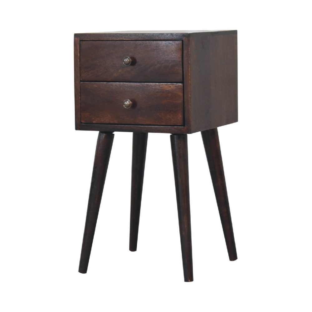 Mini 2 Drawer Light Walnut Nightsand - Image 4