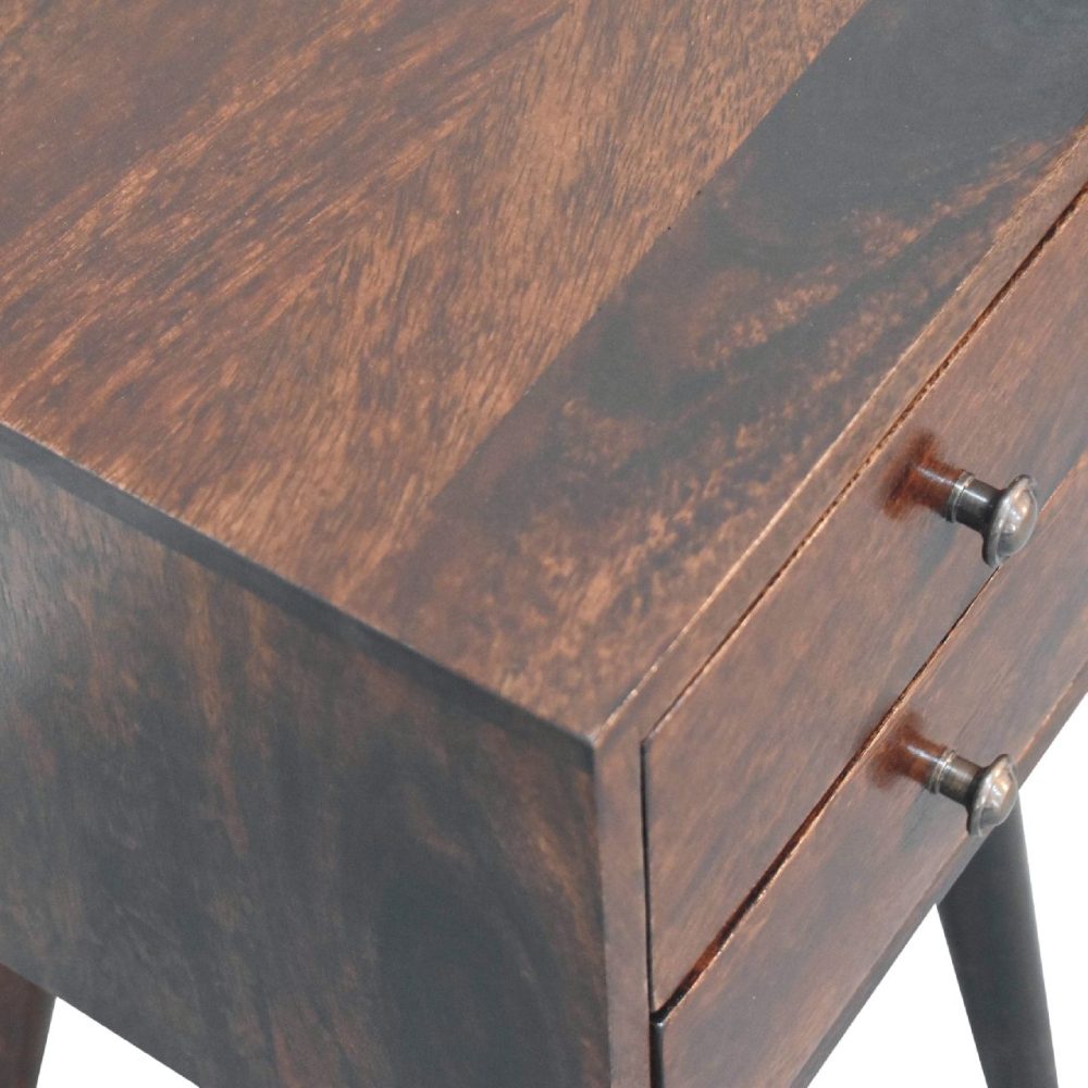 Mini 2 Drawer Light Walnut Nightsand - Image 6