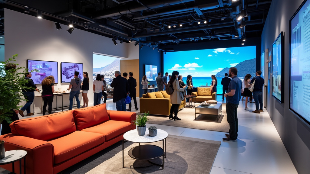 Modern showroom event with people socializing