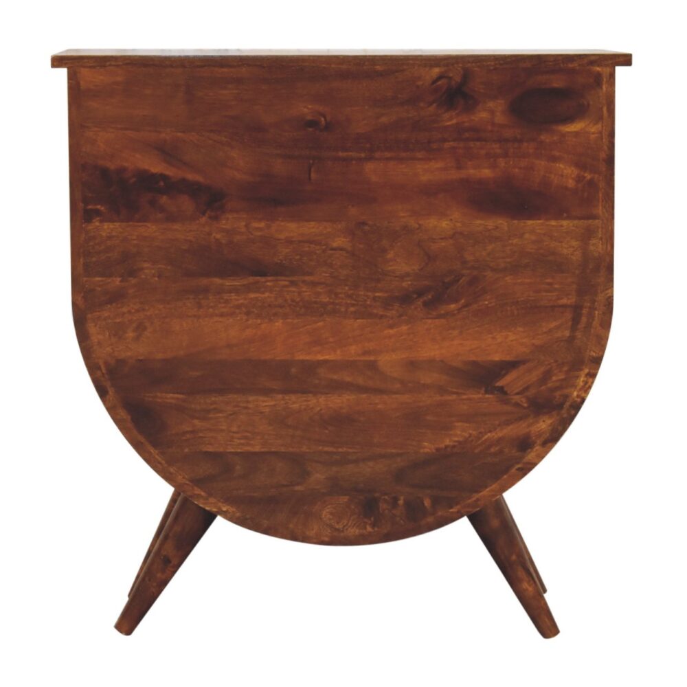 Wooden folding table with a semi-circular design