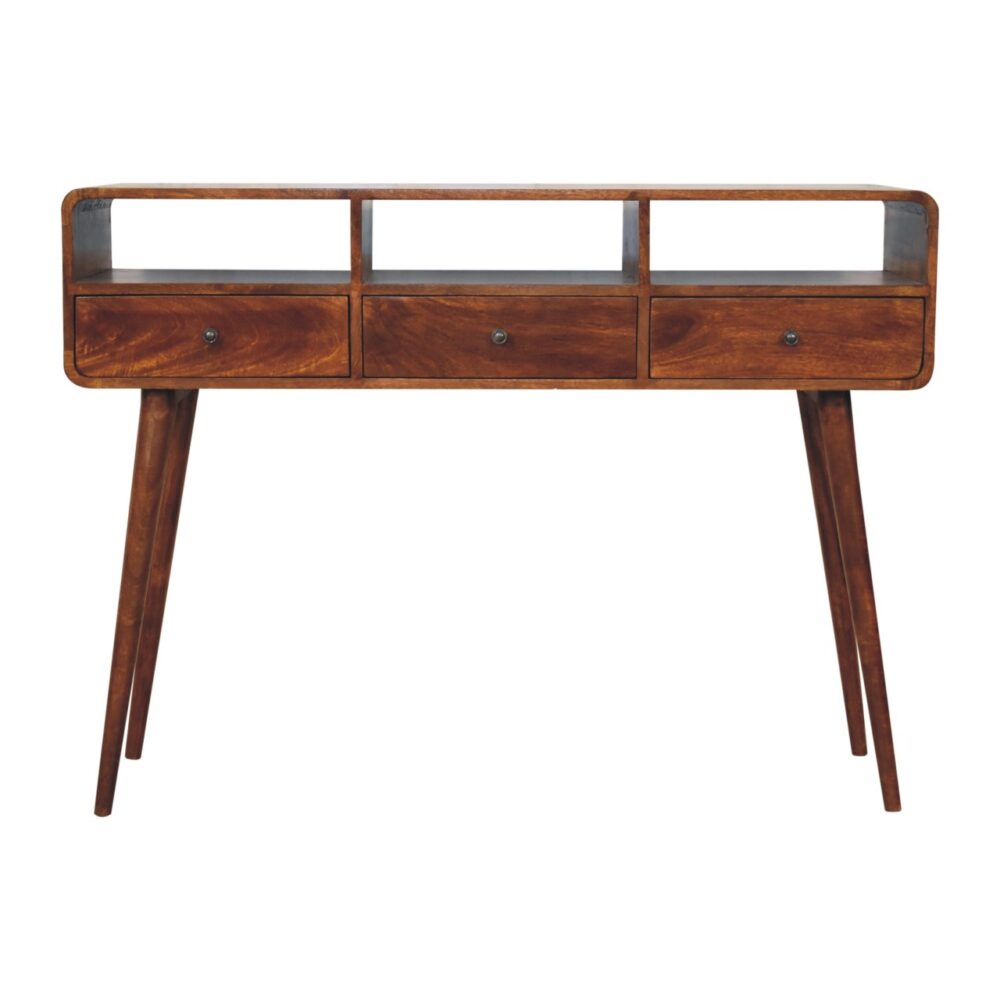 Triple Curved Chestnut Console Table - Image 2