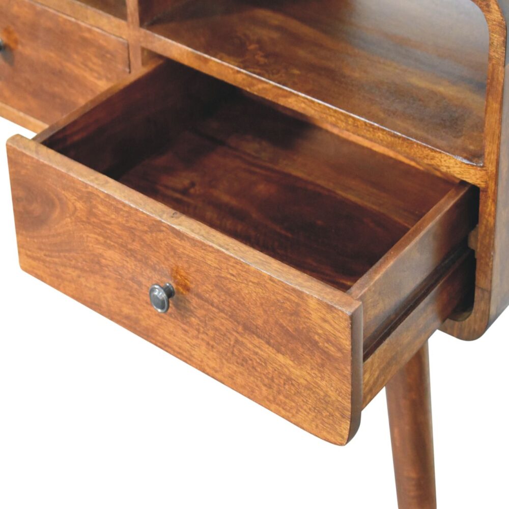 Triple Curved Chestnut Console Table - Image 7