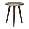 Bone Inlay Tripod Stool With Honey Caramel Finish - Image 8