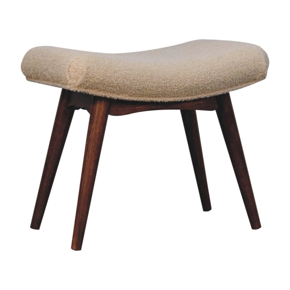 Honey Caramel Boucle Cream Curved Bench - Image 4