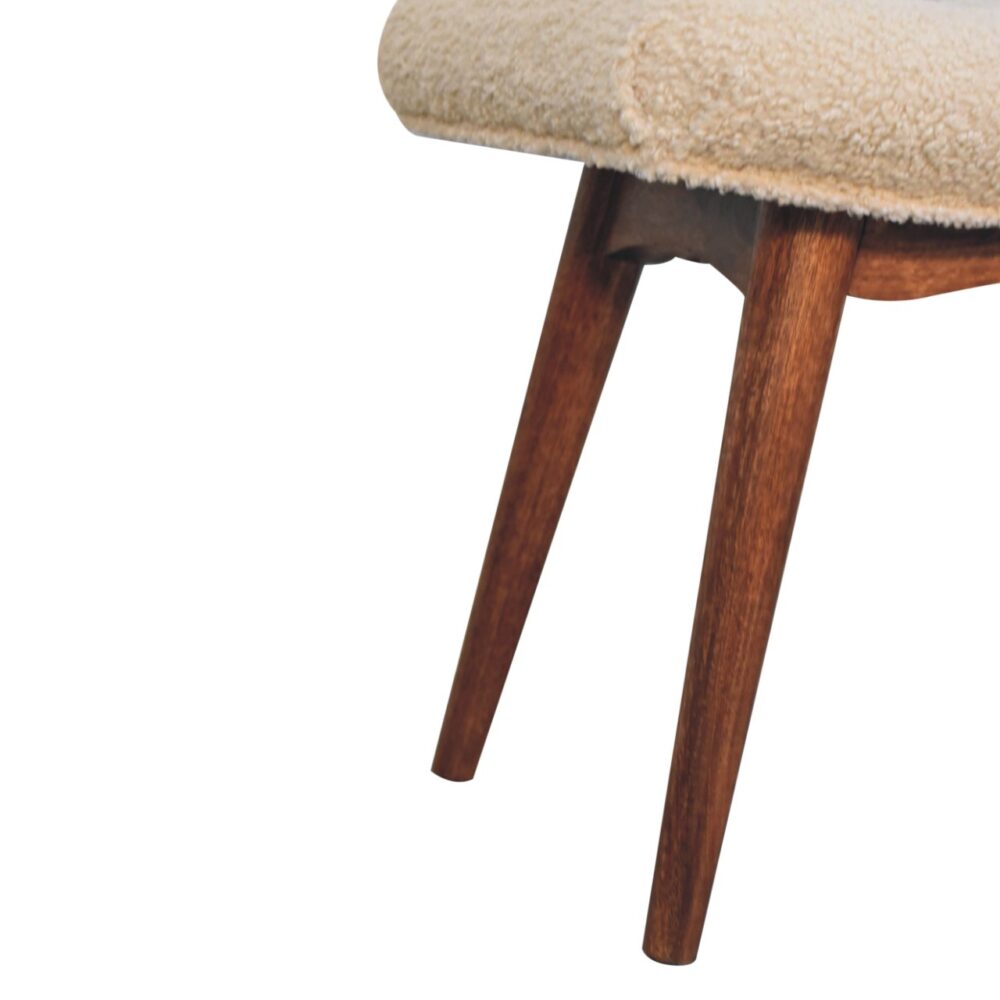 Honey Caramel Boucle Cream Curved Bench - Image 8