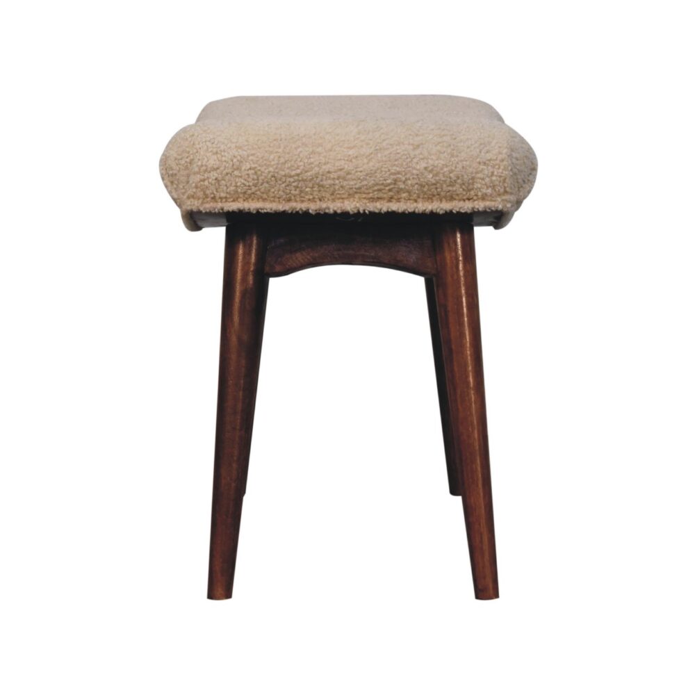Honey Caramel Boucle Cream Curved Bench - Image 9