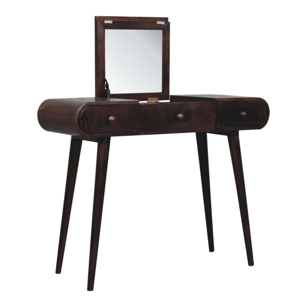 California Walnut Dressing Table with Foldable Mirror - Image 7