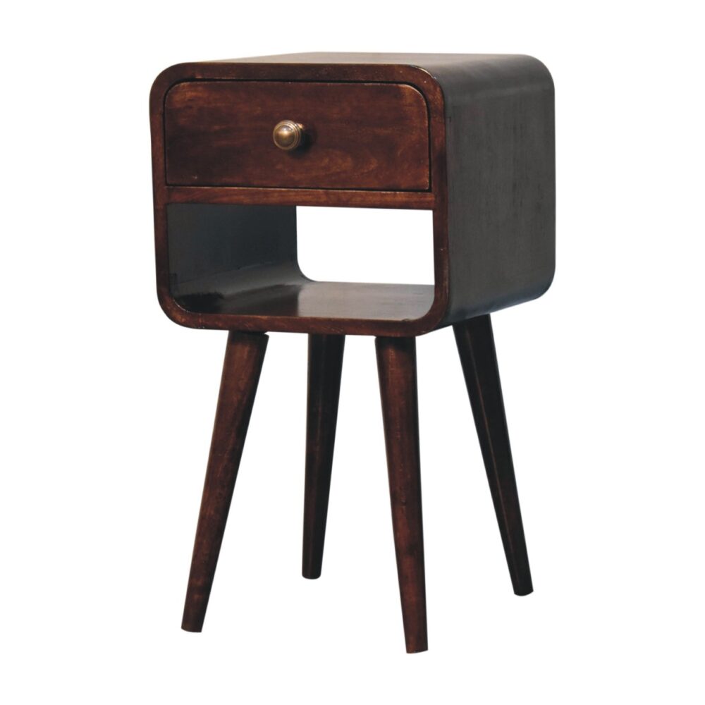 Mini California Walnut Curved Bedside with Lower Slot - Image 4