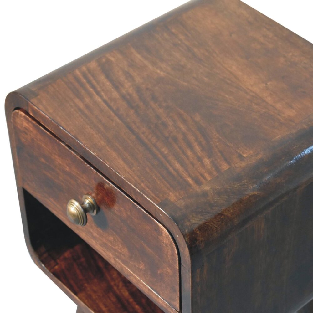 Mini California Walnut Curved Bedside with Lower Slot - Image 6