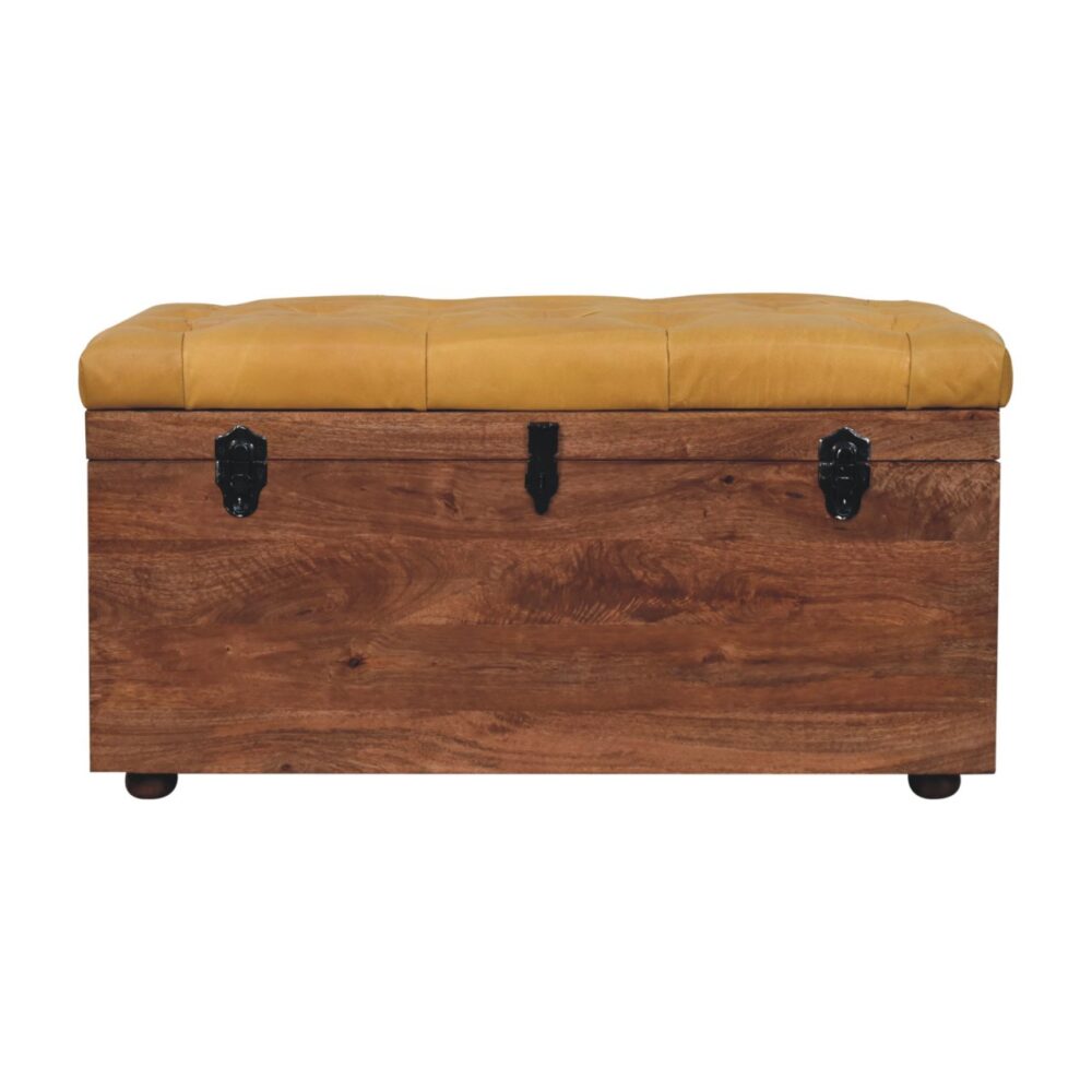 Buffalo Hide Honey Caramel Storage Trunk