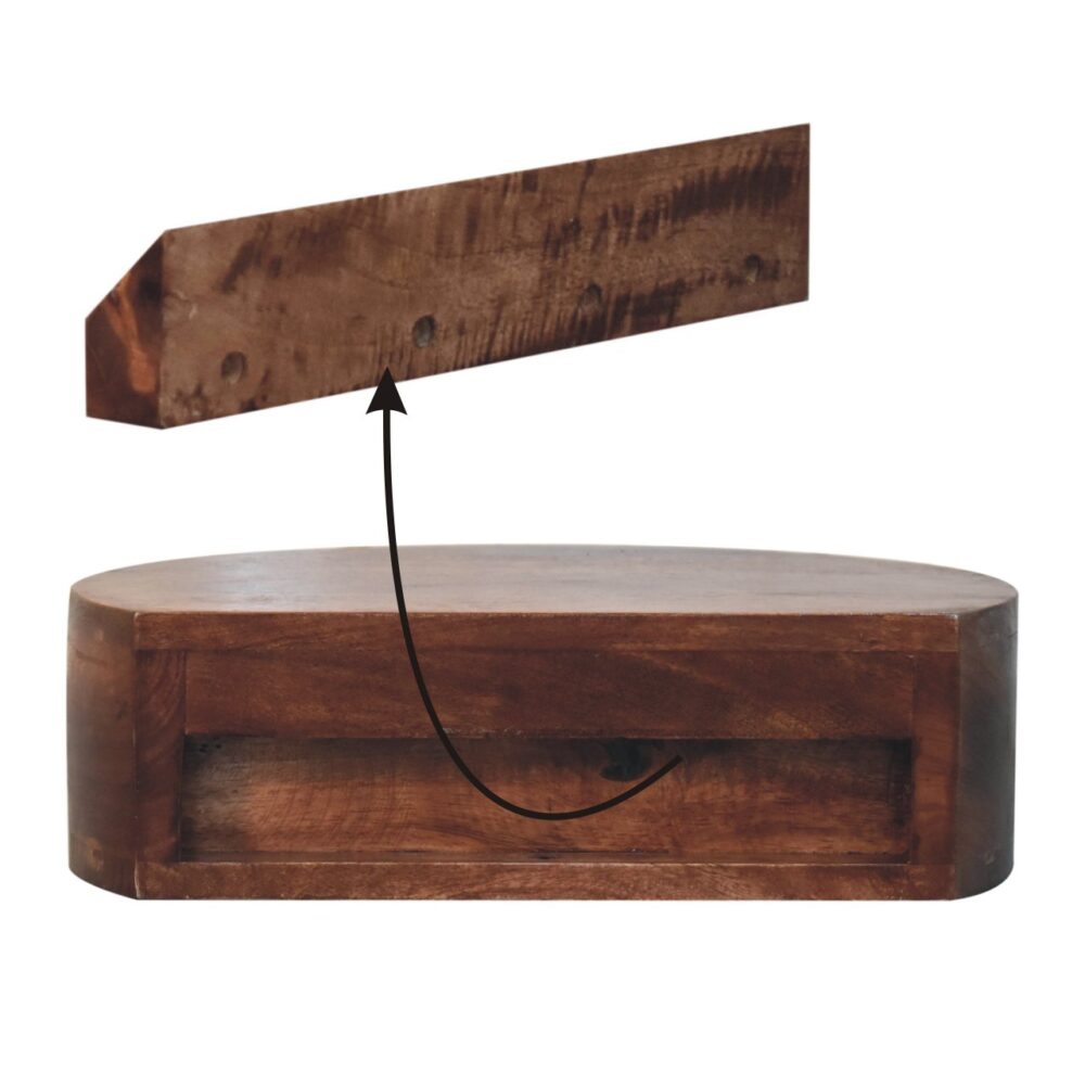 Honey Caramel Wall Mounted Rounded Bedside - Image 9