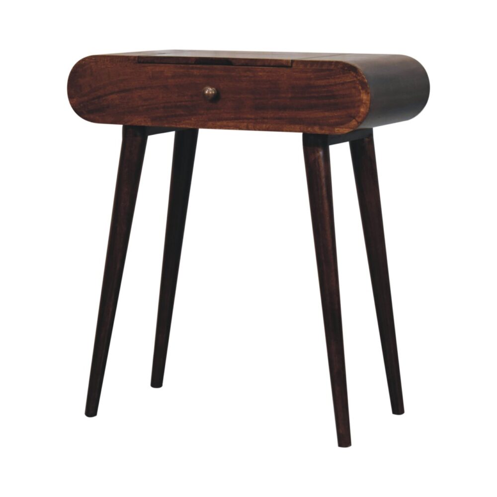 Mini California Walnut Dressing Table with Foldable Mirror - Image 2