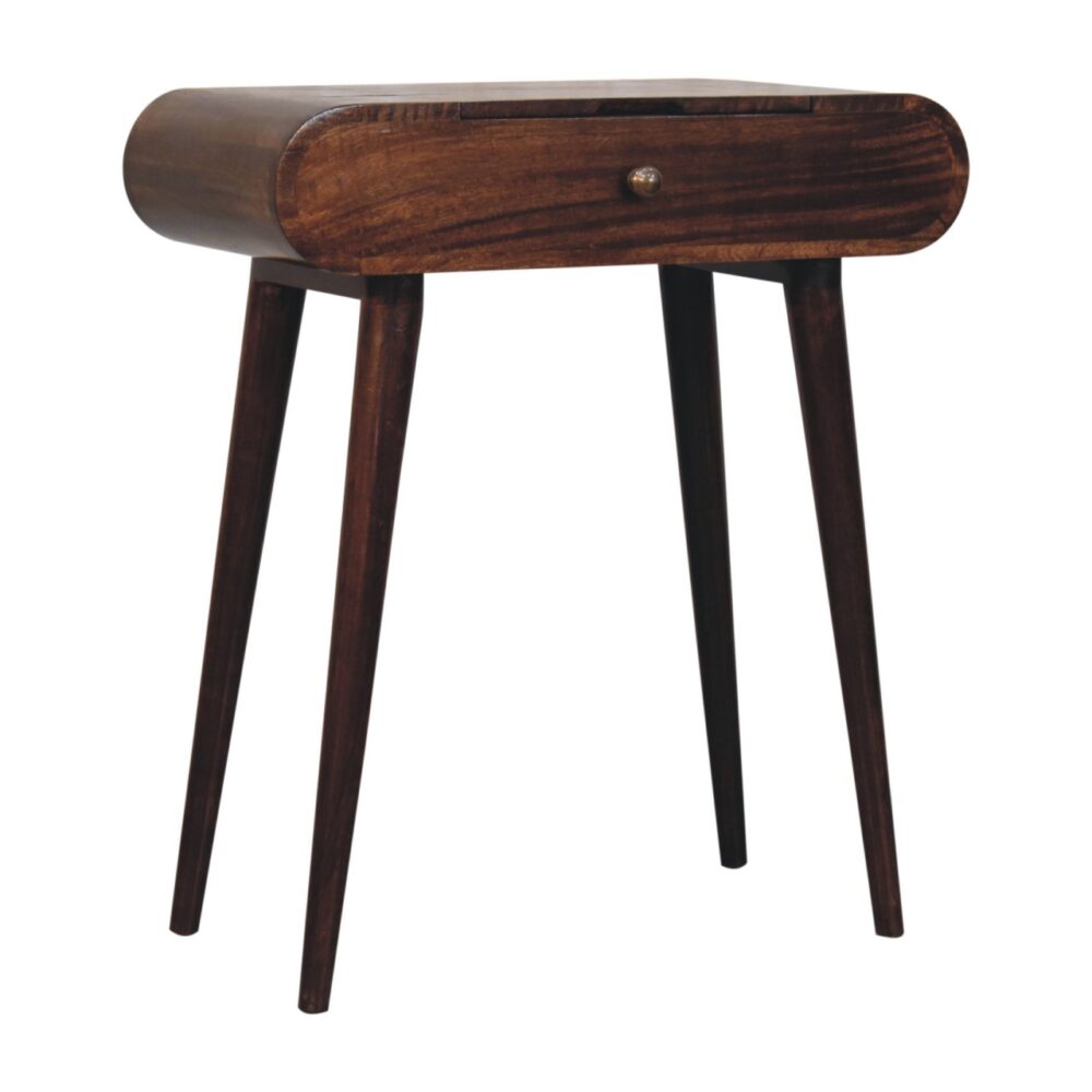Mini California Walnut Dressing Table with Foldable Mirror - Image 3