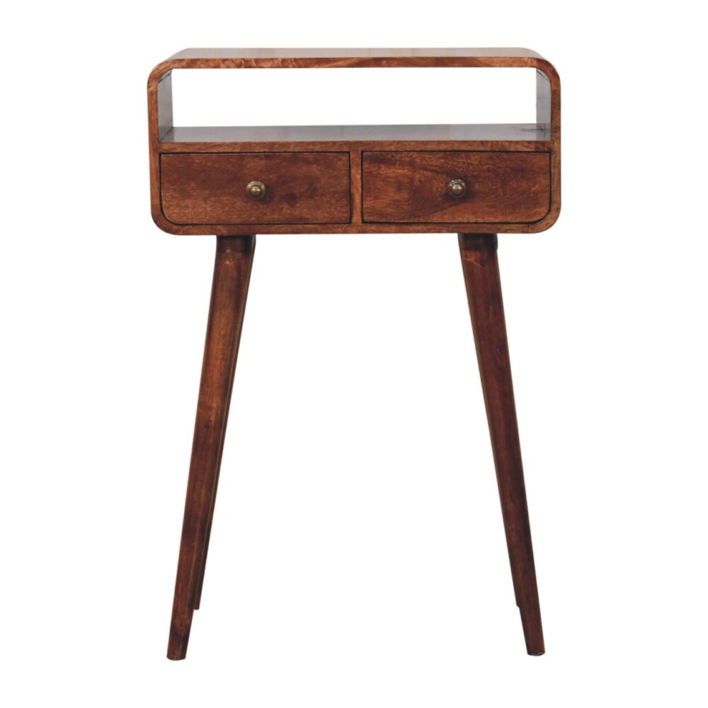 Mini Curved Honey Caramel Console Table