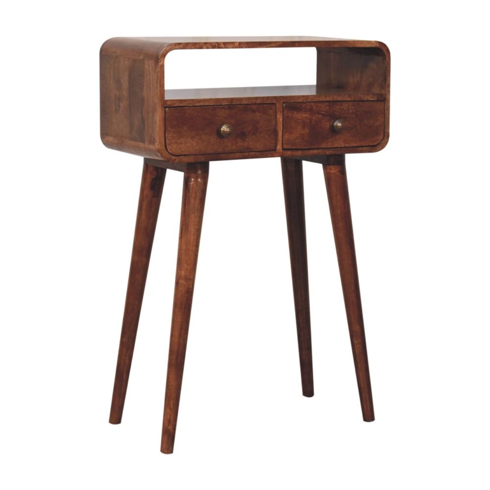Mini Curved Honey Caramel Console Table - Image 3