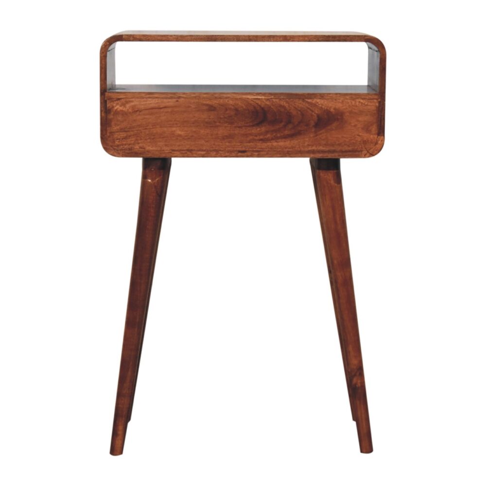 Mini Curved Honey Caramel Console Table - Image 9