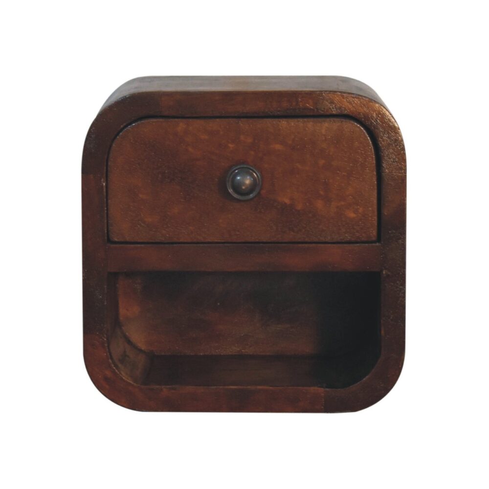 Extra Mini Curved Chestnut Bedside with Open Slot - Image 2