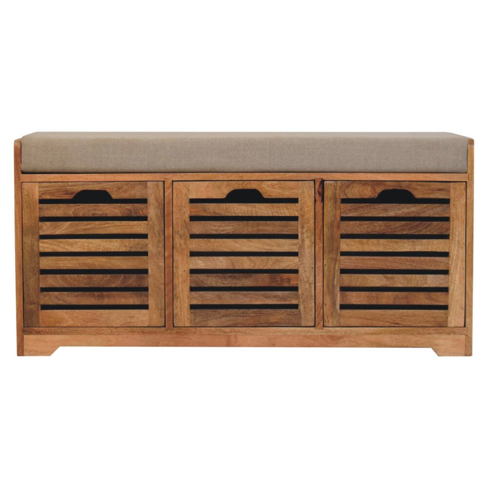 Shutter Oak-ish Shoe Bench - Image 2