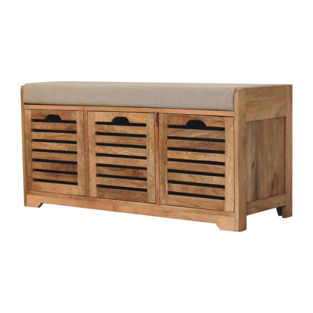 Shutter Oak-ish Shoe Bench - Image 3