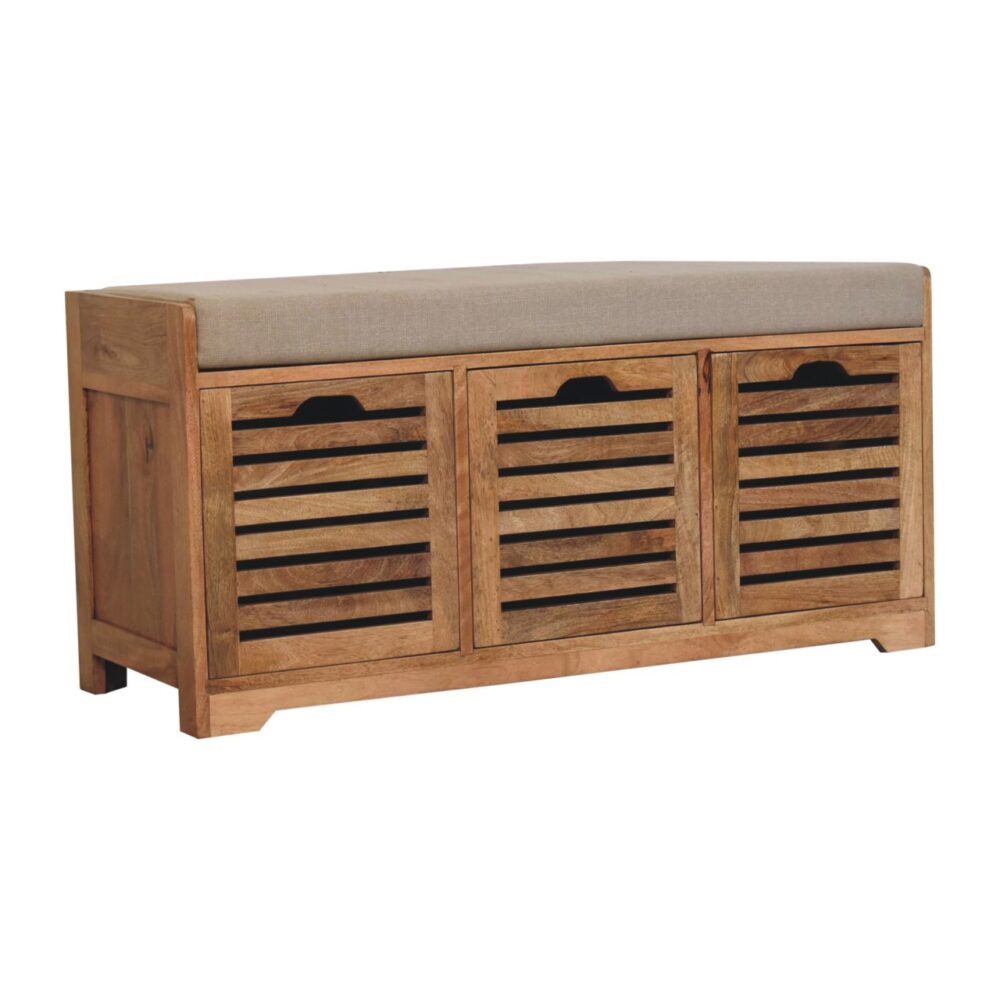 Shutter Oak-ish Shoe Bench - Image 4