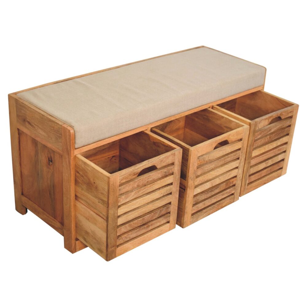 Shutter Oak-ish Shoe Bench - Image 6