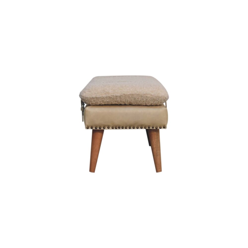 Boucle x Beige Leather Bench - Image 8