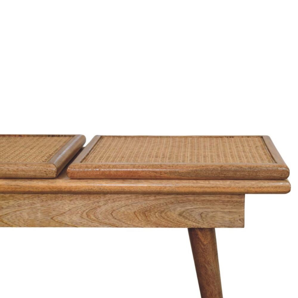 Larissa Triple Accent Oak-ish Cane Bench - Image 5