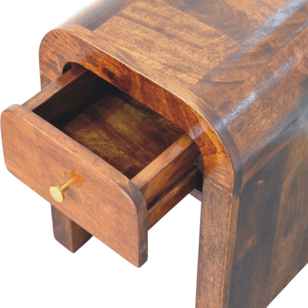 Mini Darcy Chestnut Nightstand with Curved Edges - Image 6