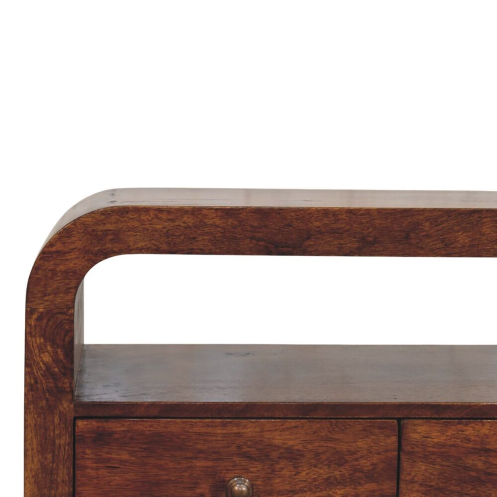 Darcy 3 drawer Open Shelf Chestnut Media unit - Image 4