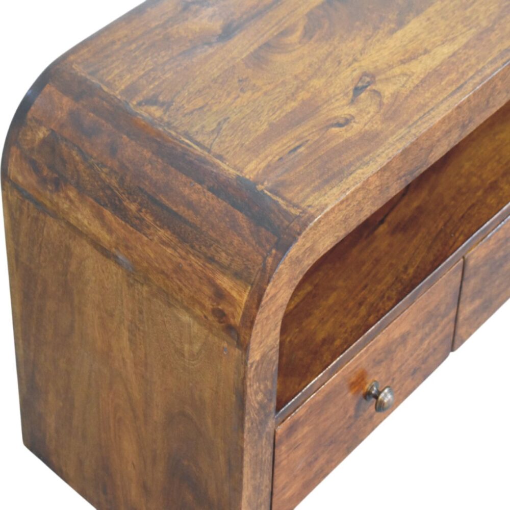 Darcy 3 drawer Open Shelf Chestnut Media unit - Image 5