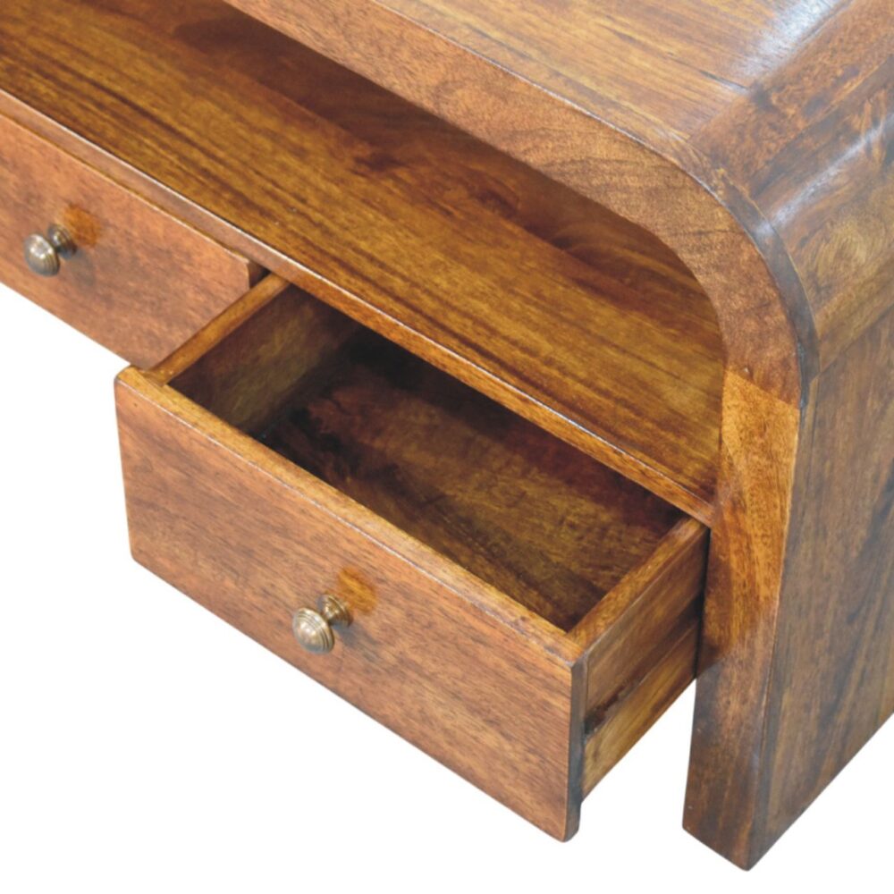 Darcy 3 drawer Open Shelf Chestnut Media unit - Image 6