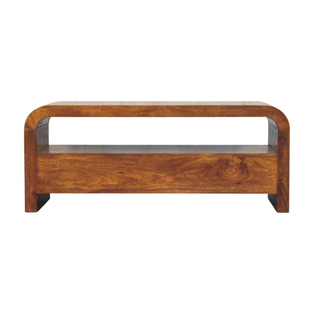 Darcy 3 drawer Open Shelf Chestnut Media unit - Image 9