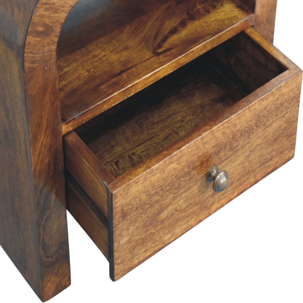 Darcy Chestnut Nightstand with Drawer and open shelf - Image 5