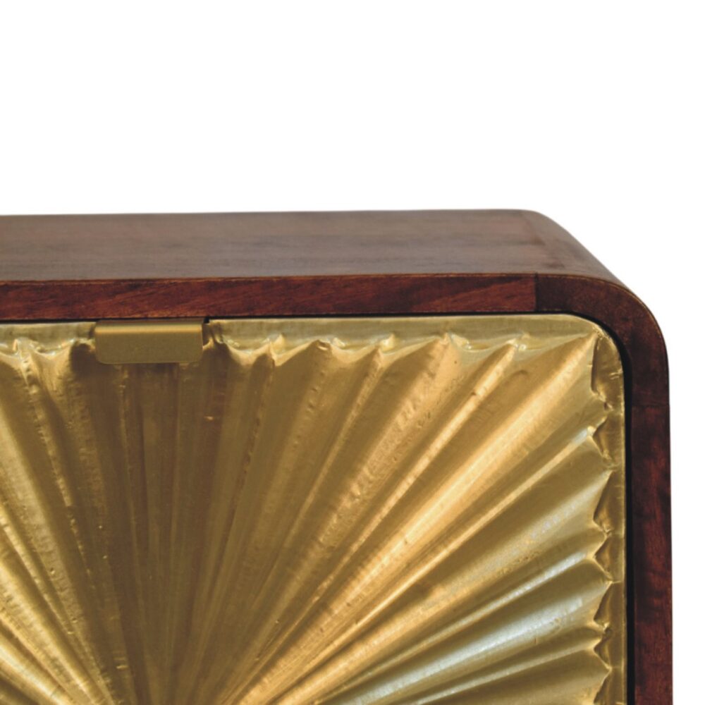 Avora Brass Embossed 2 Drawer Chestnut Nightstand - Image 4