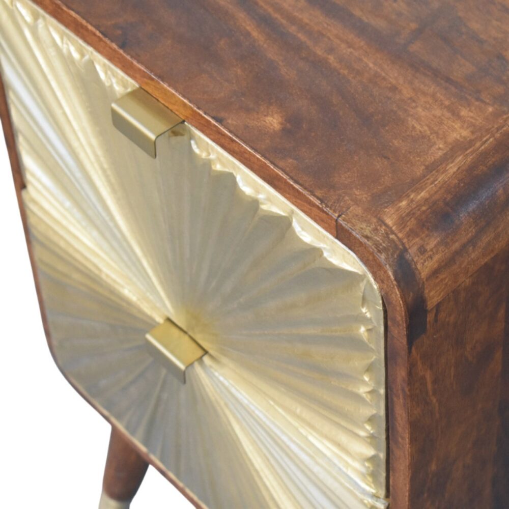 Avora Brass Embossed 2 Drawer Chestnut Nightstand - Image 5