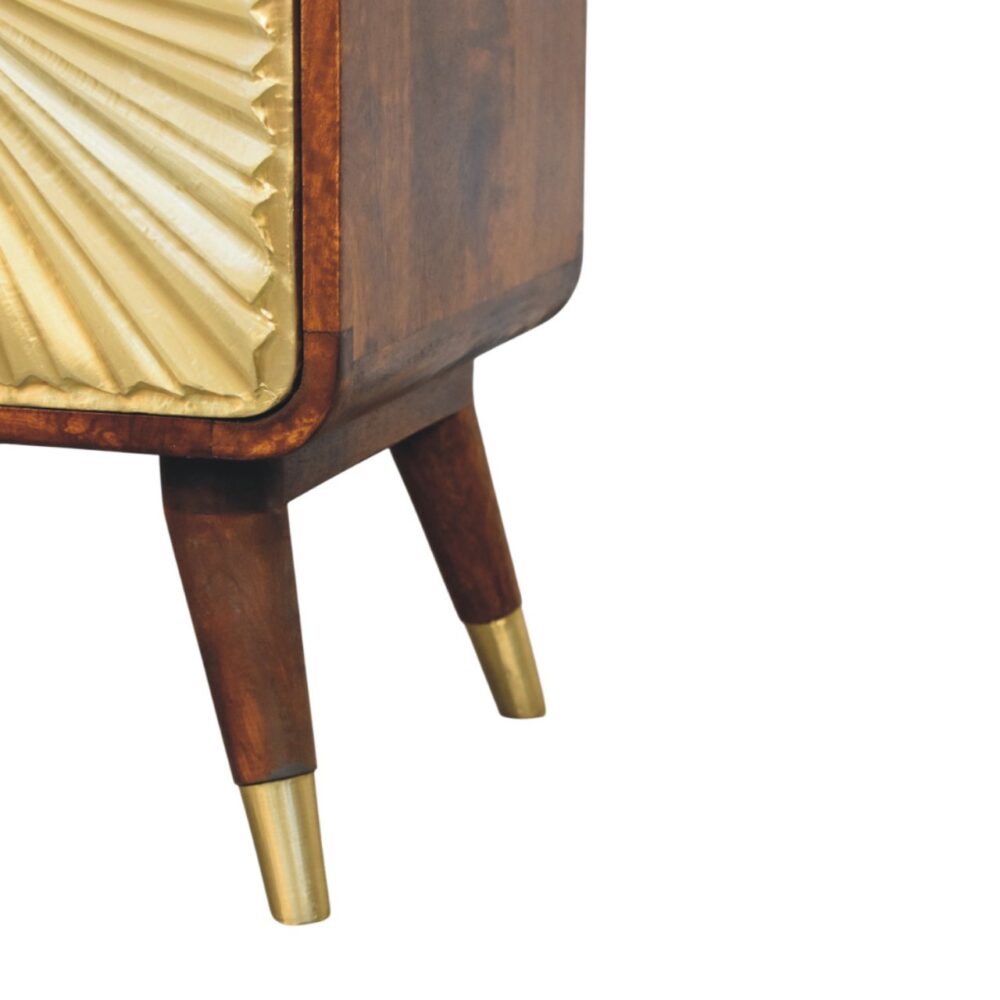 Avora Brass Embossed 2 Drawer Chestnut Nightstand - Image 7