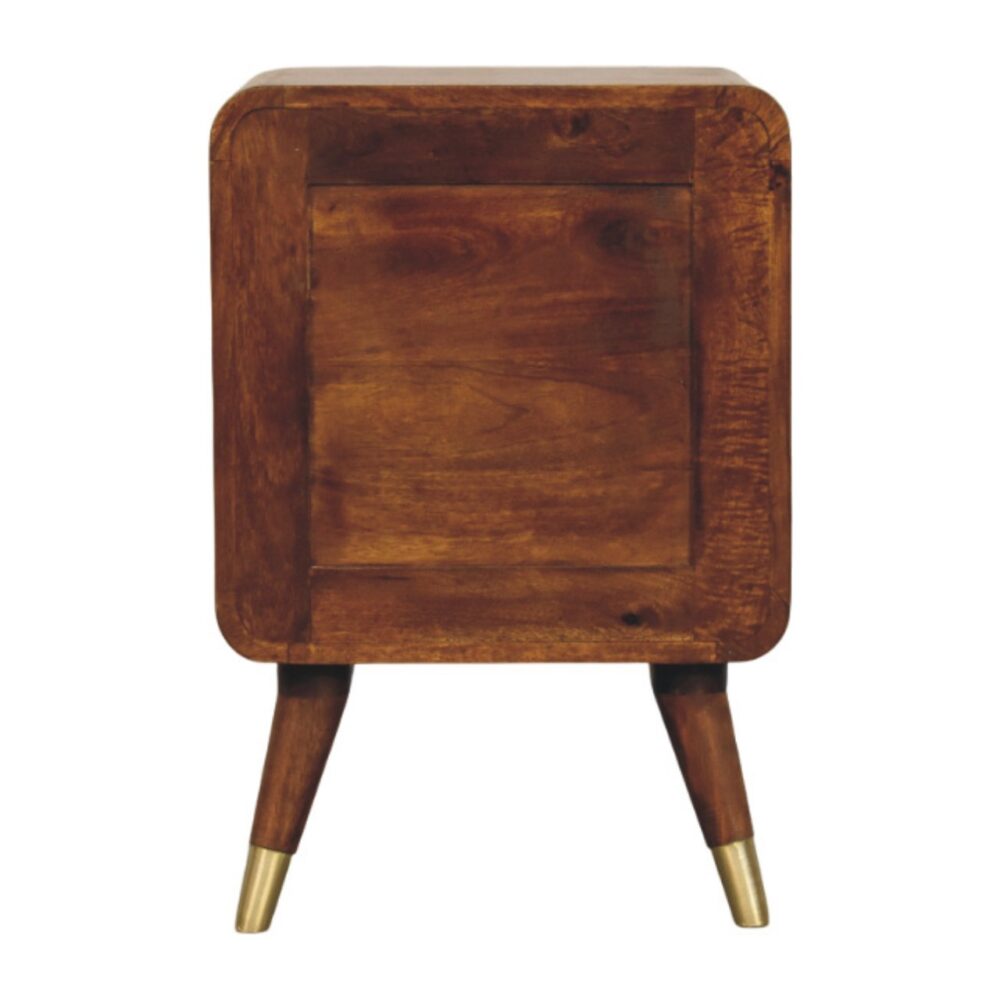 Avora Brass Embossed 2 Drawer Chestnut Nightstand - Image 9