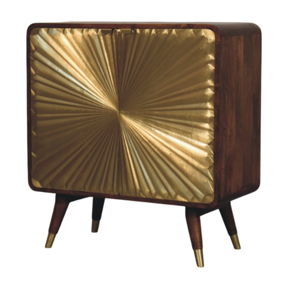 Avora Brass Embossed 2 Door Chestnut Cabinet - Image 2
