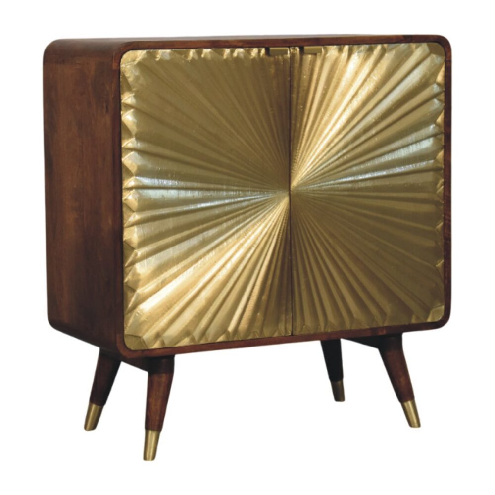 Avora Brass Embossed 2 Door Chestnut Cabinet - Image 3