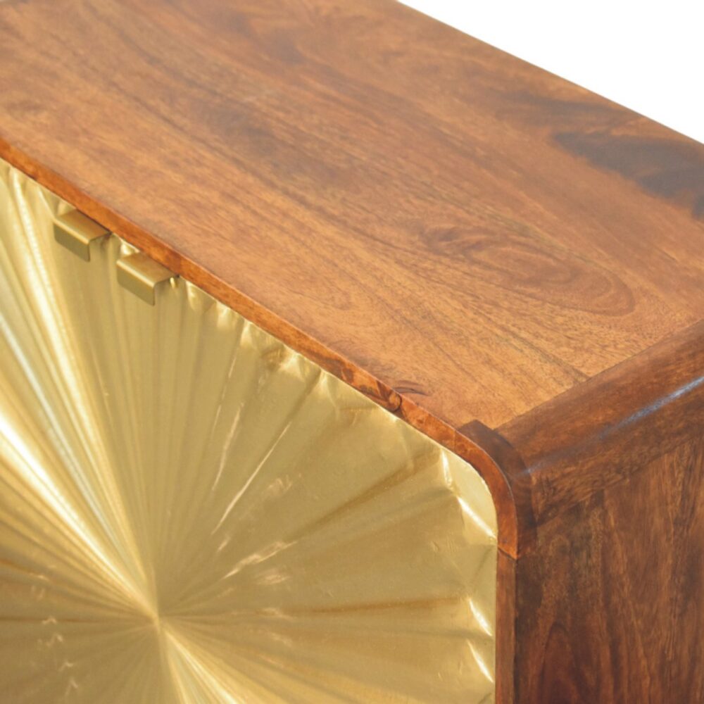 Avora Brass Embossed 2 Door Chestnut Cabinet - Image 5