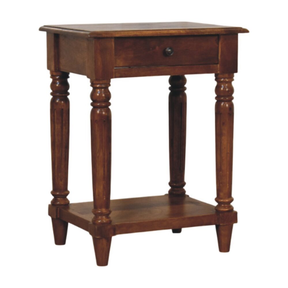 Turned legs Chestnut 1 Drawer Side Table - Image 2