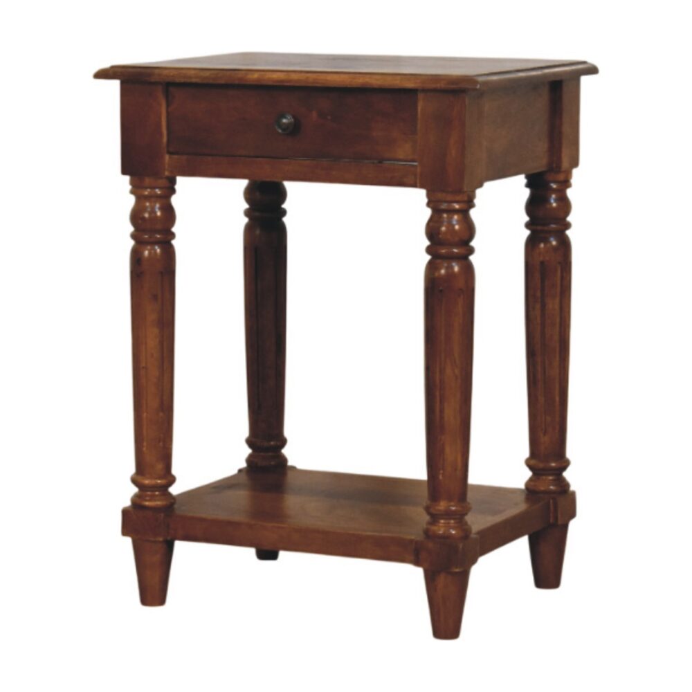 Turned legs Chestnut 1 Drawer Side Table - Image 3