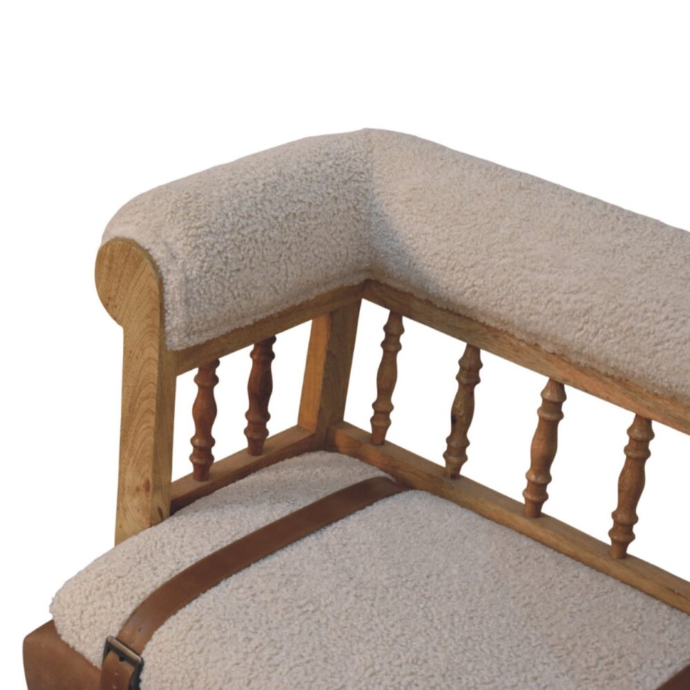 Strapped Hallway Boucle Bench - Image 5