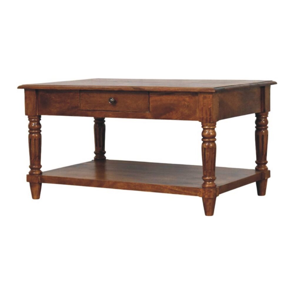 Turned legs Chestnut 2 Drawer Coffee Table - Image 2