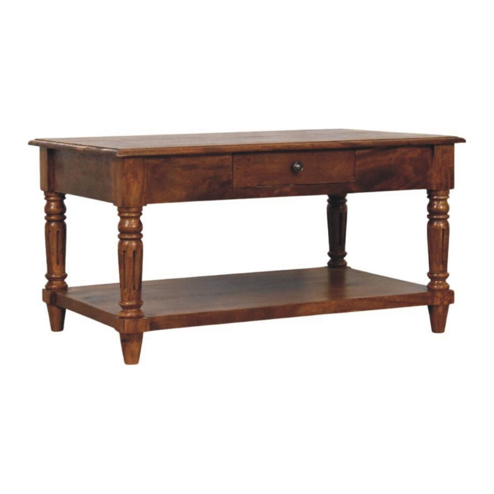 Turned legs Chestnut 2 Drawer Coffee Table - Image 3