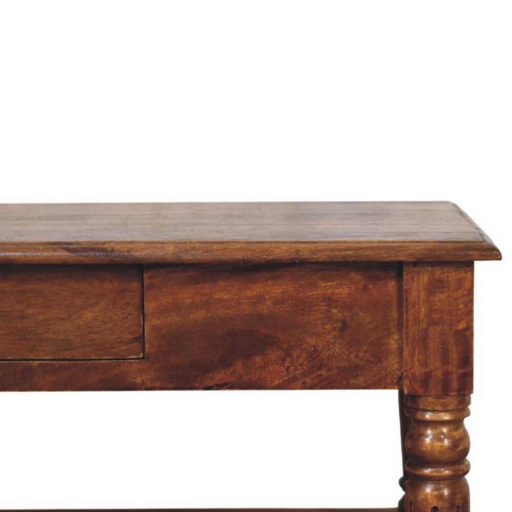 Turned legs Chestnut 2 Drawer Coffee Table - Image 4