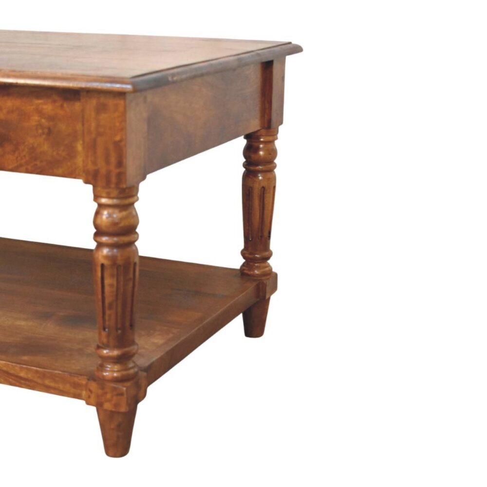 Turned legs Chestnut 2 Drawer Coffee Table - Image 8