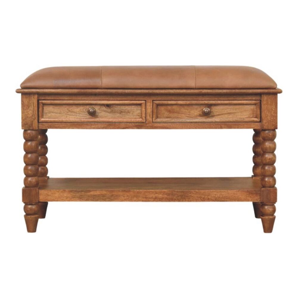 Leather Spindle Bench